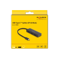 DELOCK 88040 USB-C HDMI Splitter (1 PC - 3 Kijelző) (88040)