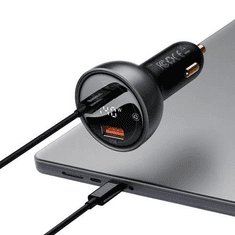 BASEUS Superme USB autós töltő USB-C/USB-A 140W + USB-C kábel fekete (CGZX070001) (CGZX070001)