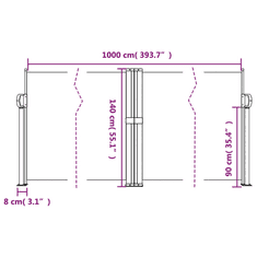 Vidaxl terrakotta behúzható oldalsó napellenző 140 x 1000 cm