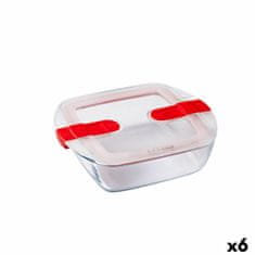 NEW Hermetična Škatla za Malico Pyrex Cook&heat 1 L 20 x 17 x 6 cm Rdeča Steklo (6 kosov)