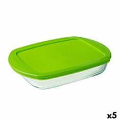 NEW Pravokotna Škatla za Malico s Pokrovom Pyrex Prep&store Px Zelena 1,6 L 28 x 20 cm Steklo (5 kosov)