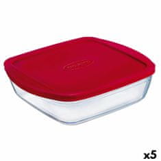 NEW Pravokotna Škatla za Malico s Pokrovom Ô Cuisine Cook&store Ocu Rdeča 2,5 L 28 x 20 x 8 cm Silikon Steklo (5 kosov)