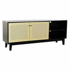 NEW DKD Home Decor Fekete fenyő rattan TV szekrény (160 x 65 x 38 cm)