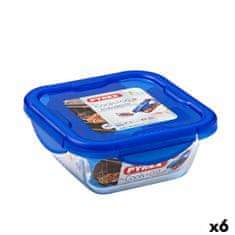 NEW Pyrex Cook &amp; Go Hermetic Snack Box 16,7 x 16,7 x 7 cm Kék 850 ml-es üveg (6 db)