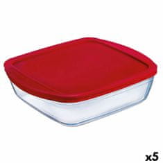 NEW Négyszögletes uzsonnatartály fedővel Ô Cuisine Cook&amp;store Ocu Red 2,2 L 25 x 22 x 5 cm Üveg szilikon (5 db)