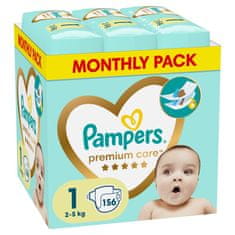 Pampers Premium Care eldobható pelenkák 1. méret, 156 db, 2kg-5kg