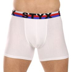 Styx 3PACK férfi boxeralsó hosszú sportos elasztikus fehér trikolór fehér (3U2061) - méret XL