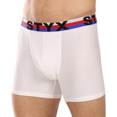 Styx 3PACK férfi boxeralsó hosszú sportos elasztikus fehér trikolór fehér (3U2061) - méret XL