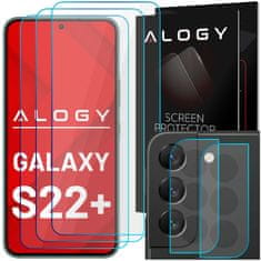 NEW 3x 9H edzett üveg a képernyőhöz + 2x Alogy Glass Pack a Galaxy S22 Plus kamera lencséjéhez