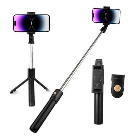 NEW Selfie bot Tripod Alogy Stand telefon tartó selfie bot Bluetooth távirányító Fekete