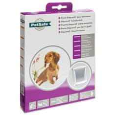 PetSafe műanyag ajtó átlátszó ajtószárnnyal fehér, kivágás 18,5x15,8cm