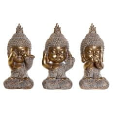 NEW DKD Home Decor Műgyanta Buddha Staran look dekoratív figura (3 db) (9 x 8 x 19 cm)