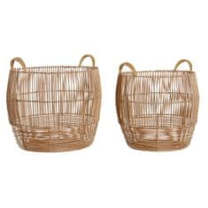 NEW DKD Home Decor Rattan fémkosár szett (40 x 40 x 38 cm)