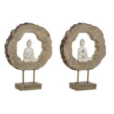 NEW DKD Home Decor Dekoratív figura Természetes fém Buddha fehér gyanta (20 x 5,5 x 26 cm) (2 db)