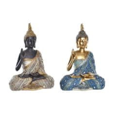 NEW DKD Lakberendezés Dekoratív figura 17 x 9 x 25 cm Kék Arany Barna Buddha Keleti (2 db)