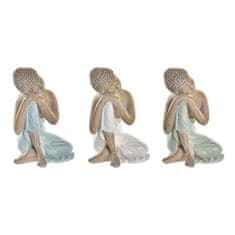 NEW DKD Home Decor Kék Buddha Fehér Zöld Gyanta dekoratív figura (13 x 12,5 x 18,5 cm) (3 db)