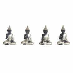 NEW DKD Home Decor Ezüst Fekete Buddha gyanta keleti dekoratív figura (10 x 6 x 15 cm) (4 db)