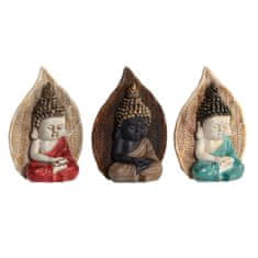 NEW DKD Lakberendezés Dekoratív figura Vörös Barna Buddha Zöld Gyanta Keleti (16,5 x 7,5 x 22,5 cm) (3 db)