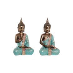 NEW DKD Home Decor Buddha zöld gyanta keleti dekorációs figura (13,8 x 10,3 x 24,3 cm) (2 db)