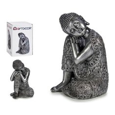 NEW Ezüst gyanta Buddha figura (21,5 x 32,5 x 22,5 cm)