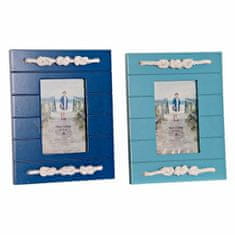 NEW DKD Home Decor Fényképkeret S3010212 Cord Sky Blue Navy Wood MDF Mediterrán (2 db)