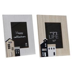 NEW DKD Home Decor Természetes fekete fehér fa MDF fotókeret Skandináv házak (21,5 x 2 x 26,5 cm) (2 db)