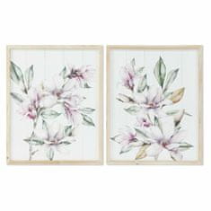 NEW DKD Lakberendezés Flori Floral Shabby Chic 48 x 2 x 60 cm (2 db)