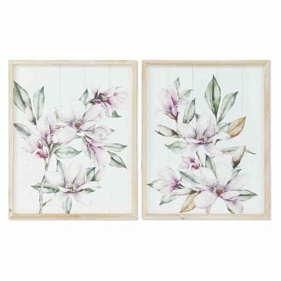 NEW DKD Lakberendezés Flori Floral Shabby Chic 48 x 2 x 60 cm (2 db)