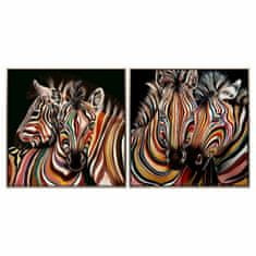 NEW DKD Home Decor Zebra koloniális festmény (83 x 3,5 x 83 cm) (2 db)