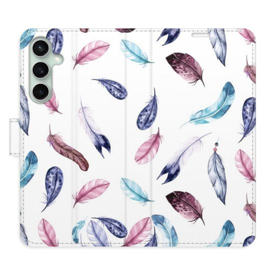 iSaprio Colorful Feathers flip tok Samsung Galaxy S23 FE