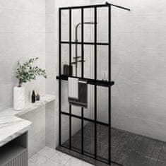 shumee fekete ESG üveg és alumínium zuhanyfal polccal 80 x 195 cm