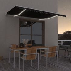 Vidaxl antracitszürke kézzel kihúzható LED-es napellenző 400 x 300 cm 3068904