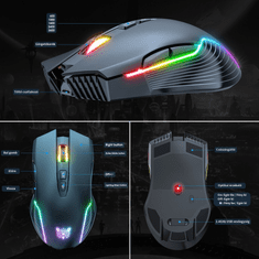 Onikuma CW905S RGB Wireless Gaming Egér - Fekete (SUNS0283-B)