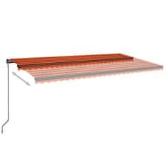 Vidaxl narancs és barna kézzel kihúzható LED-es napellenző 600x350 cm 3069245