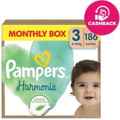 Pampers Eldobható Harmonie baba pelenkák 3. méret, 186 db, 6kg-10kg