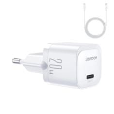 Joyroom JR-TCF02 hálózati töltő adapter USB-C 20W + kábel USB-C, fehér