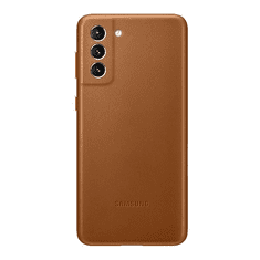 SAMSUNG Galaxy S21 Plus 5G SM-G996, Műanyag hátlap védőtok, bőr hátlap, barna, gyári (8806090962127)