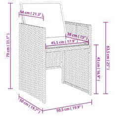 Vidaxl 17 részes fekete polyrattan kerti étkezőgarnitúra párnákkal 3277830