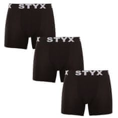 Styx 3PACK Fekete long férfi boxeralsó sport gumi (3U960) - méret XL