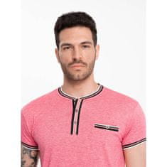 OMBRE Férfi HENLEY ing bordázott szegéllyel piros MDN125084 XL