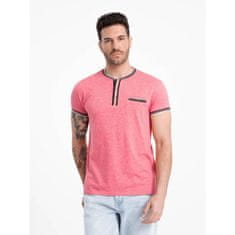 OMBRE Férfi HENLEY ing bordázott szegéllyel piros MDN125084 XL