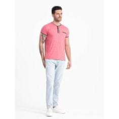 OMBRE Férfi HENLEY ing bordázott szegéllyel piros MDN125084 XL