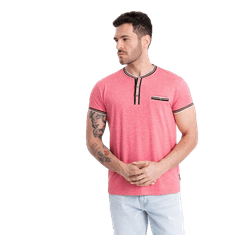 OMBRE Férfi HENLEY ing bordázott szegéllyel piros MDN125084 XL