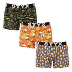 Styx 3PACK férfi boxeralsó hosszú arti sport gumi több színben (3U13724) - méret XL