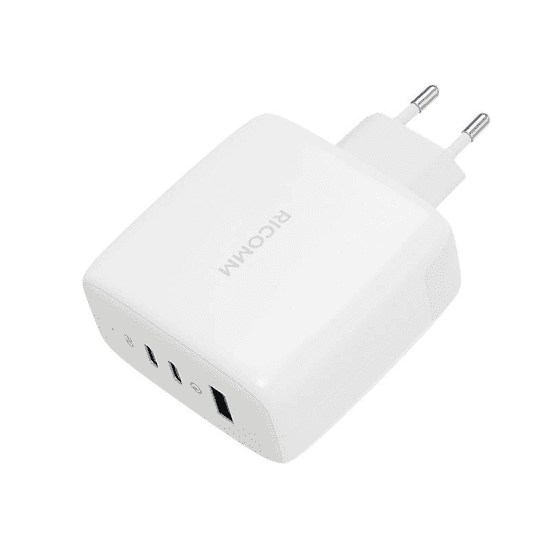 Ricomm RC1201 USB-A - 2xUSB-C 120W GaN adapter, USB-C - USB-C kábellel, 2.1m, fehér (RC1201 EU)