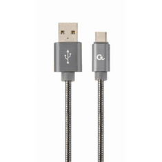 Gembird USB Type-C - USB-A adat- és toltőkábel 1m metálszürke (CC-USB2S-AMCM-1M-BG) (CC-USB2S-AMCM-1M-BG)