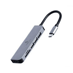 Gembird Multi Port Adapter USB Type C 6in1 USB hub szürke (A-CM-COMBO6-02) (A-CM-COMBO6-02)