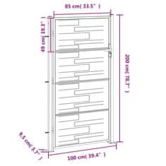 Vidaxl rozsdamentes acél kertkapu 100 x 200 cm 376479