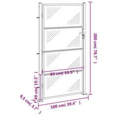 Vidaxl rozsdamentes acél kertkapu 100 x 200 cm 376491