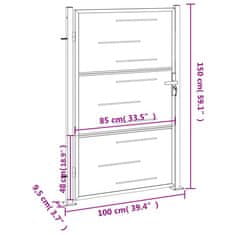 Vidaxl rozsdamentes acél kertkapu 100 x 150 cm 376483